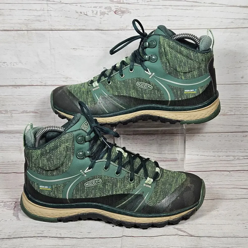 KEEN Terradora Womens Green Black US 6.5 Waterproof Hiking Boots *No Insoles